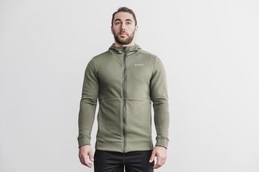 Nobull Performance Zip-up Men's Hoodie Green | Australia (GF1438)